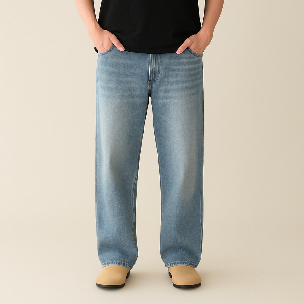 Men's Minimalist Basic Zipper Fly Straight Jeans for men, view 3