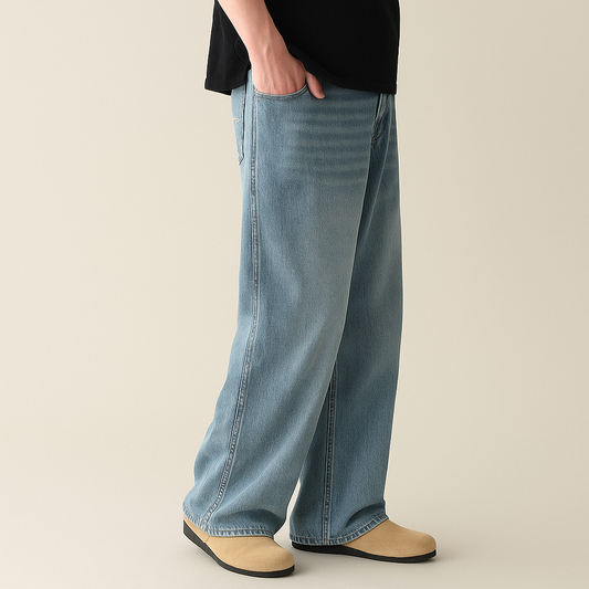 Men's Minimalist Basic Zipper Fly Straight Jeans for men, view 2