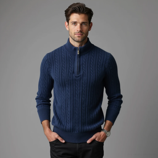 Aspen Cashmere Half-Zip Pullover for men, blue