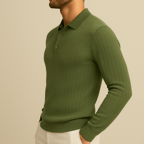 Men's Long Sleeve Knit Polo Shirt for men, view 2
