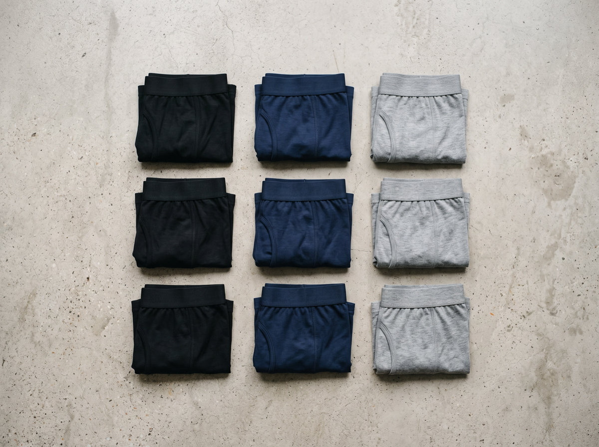 Folded technical shirts in a stack