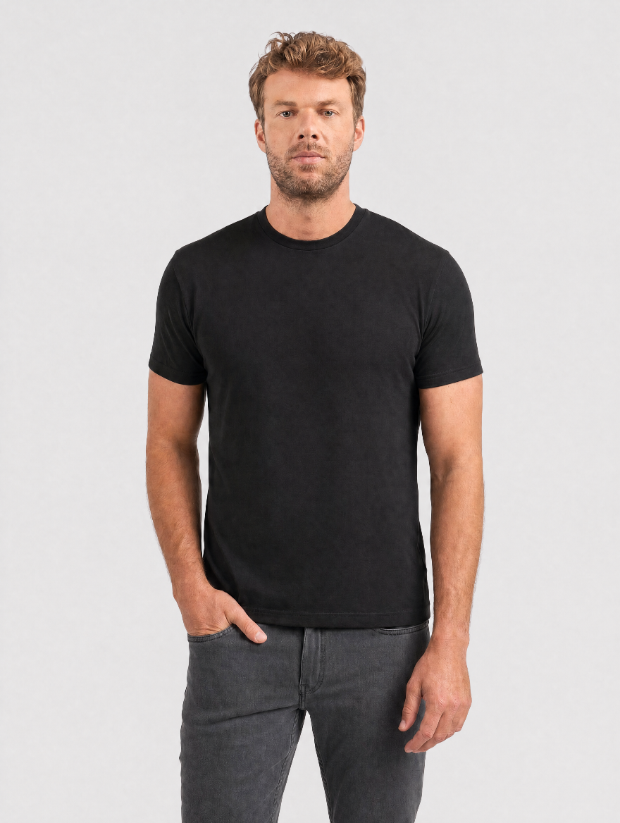 The Clean-Line Tee for men, black, front view