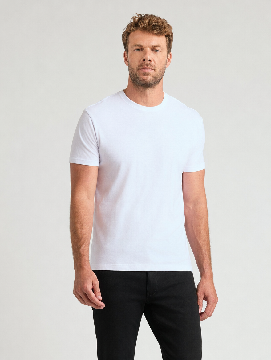 The Clean-Line Tee for men, white, front view