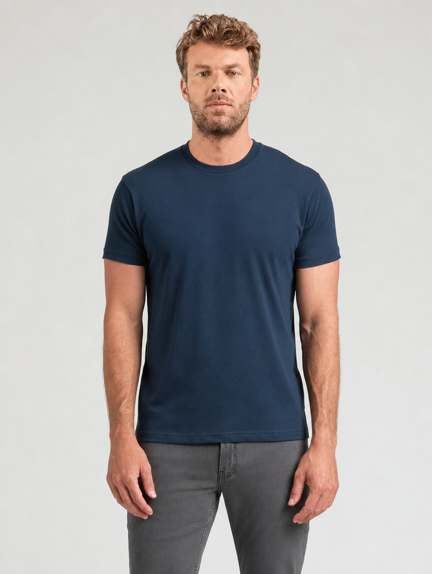 The Clean-Line Tee for men, navy, front view