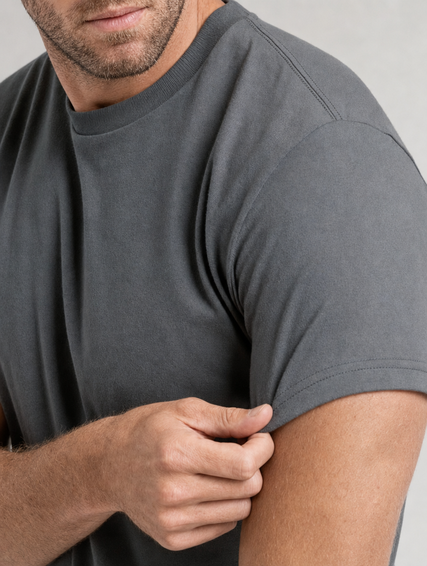 The Clean-Line Tee for men, sleeve detail