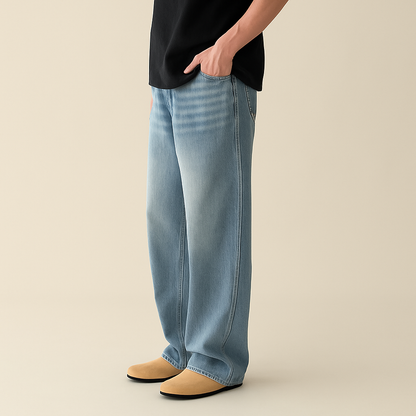 Men's Minimalist Basic Zipper Fly Straight Jeans for men, view 1