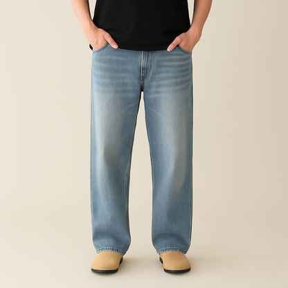 Men's Minimalist Basic Zipper Fly Straight Jeans for men, view 3