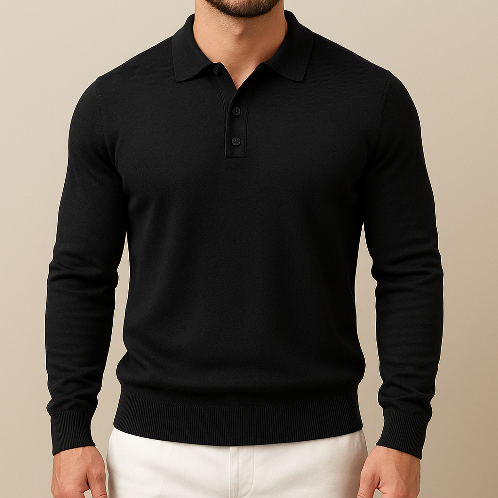 Men's Soft Knit Long-Sleeve Polo Shirt for men, view 8