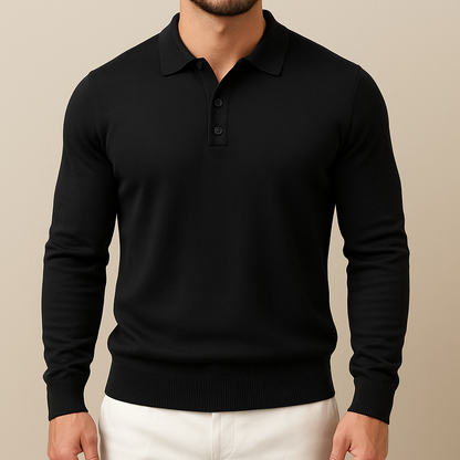 Men's Soft Knit Long-Sleeve Polo Shirt for men, view 8