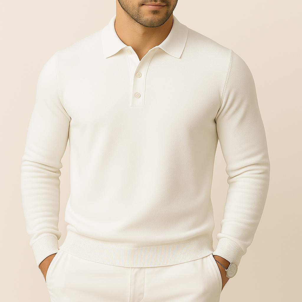 Men's Soft Knit Long-Sleeve Polo Shirt for men, view 1