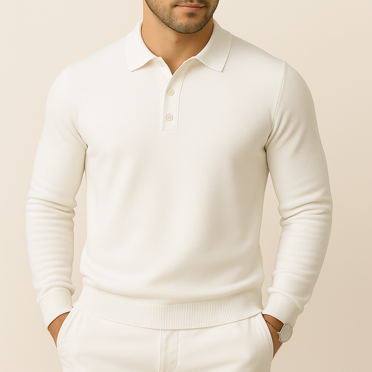 Men's Soft Knit Long-Sleeve Polo Shirt for men, view 1