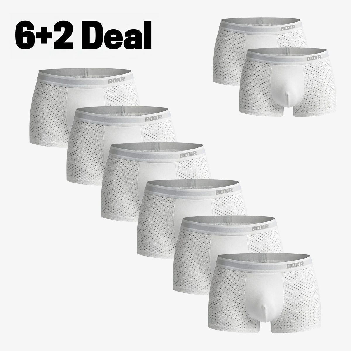 Bamboo Boxer Shorts Original Buy 6, Get 2 Free for men, white