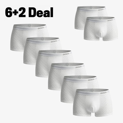 Bamboo Boxer Shorts Original Buy 6, Get 2 Free for men, white