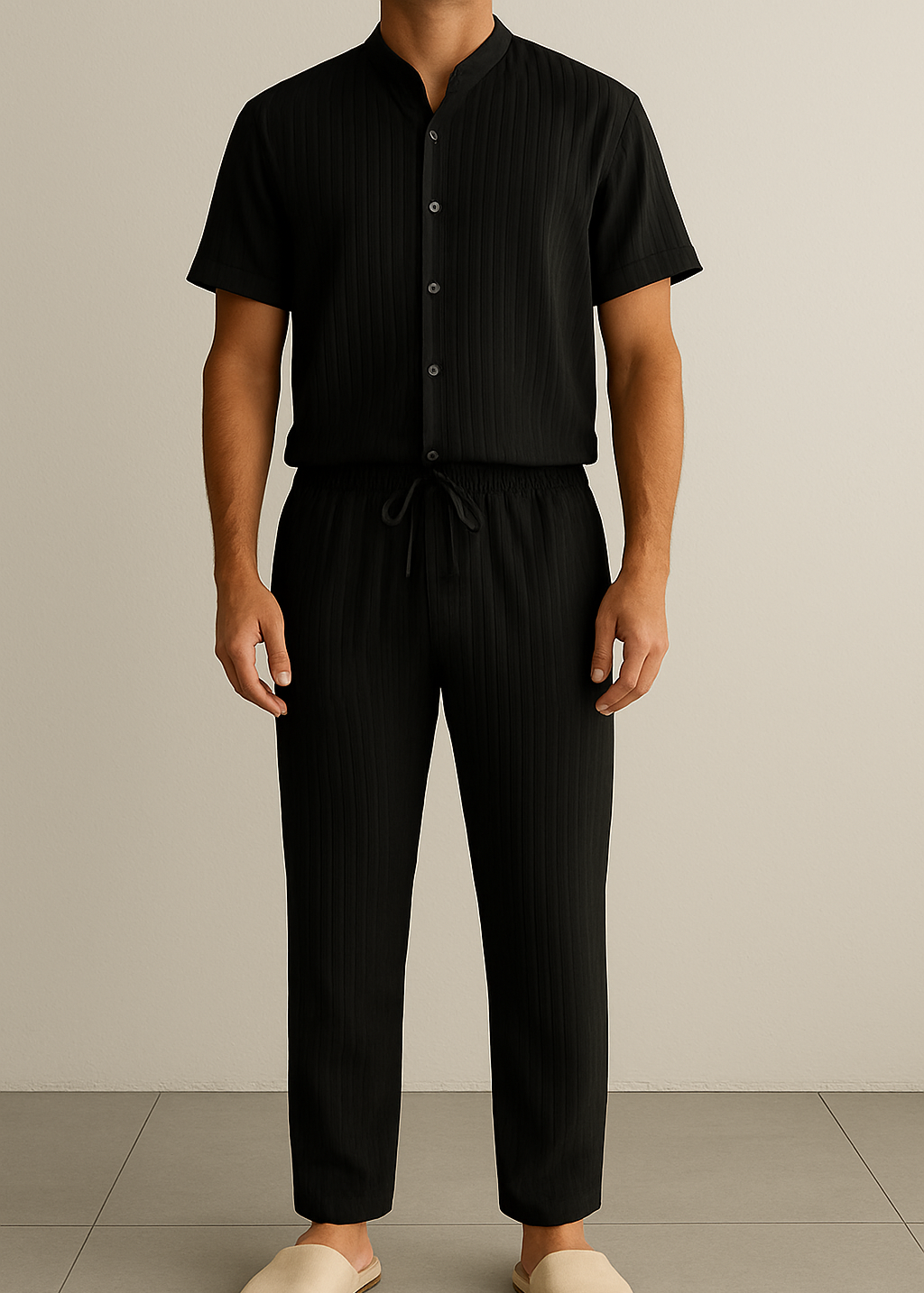 Men's Summer White Striped Two-Piece Set for men, view 1