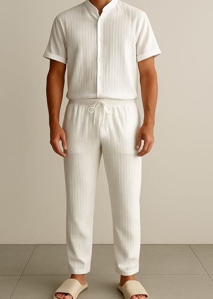 Men's Summer White Striped Two-Piece Set for men, view 4