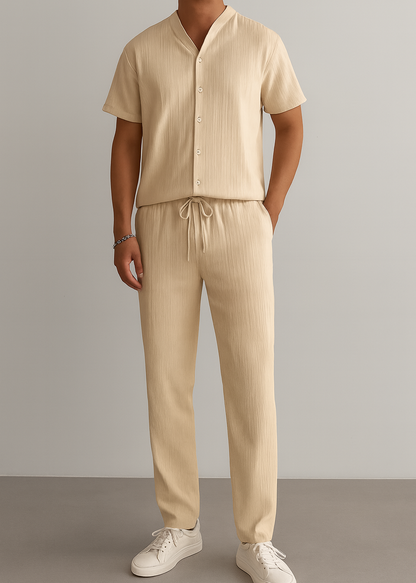 Men's Summer White Striped Two-Piece Set for men, view 3