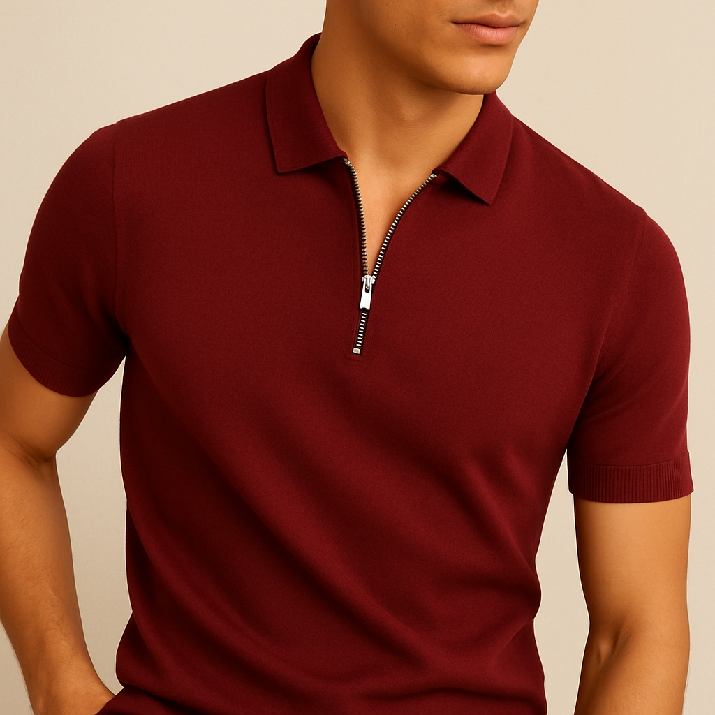 Men's Modern Zipper Polo Shirt for men, view 2