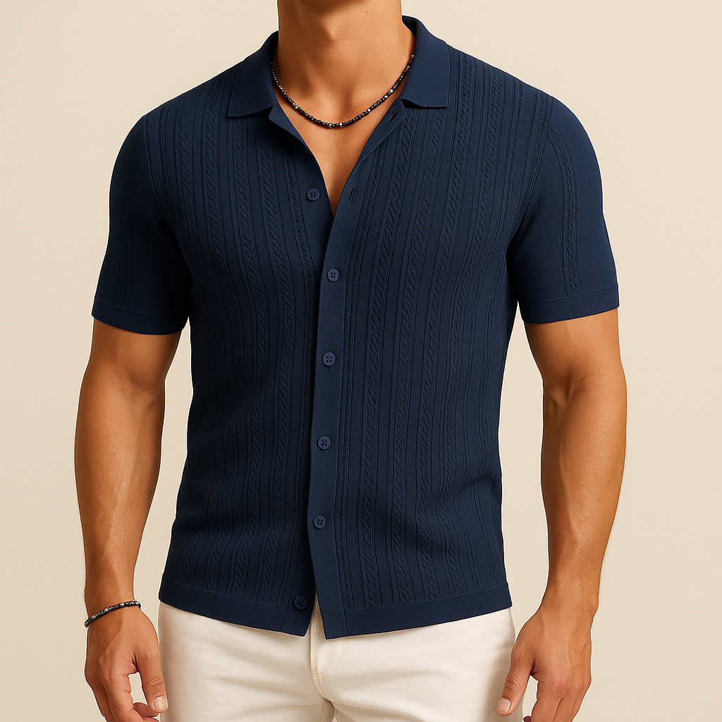 Men's Knit Button Down Polo Shirt for men, view 2
