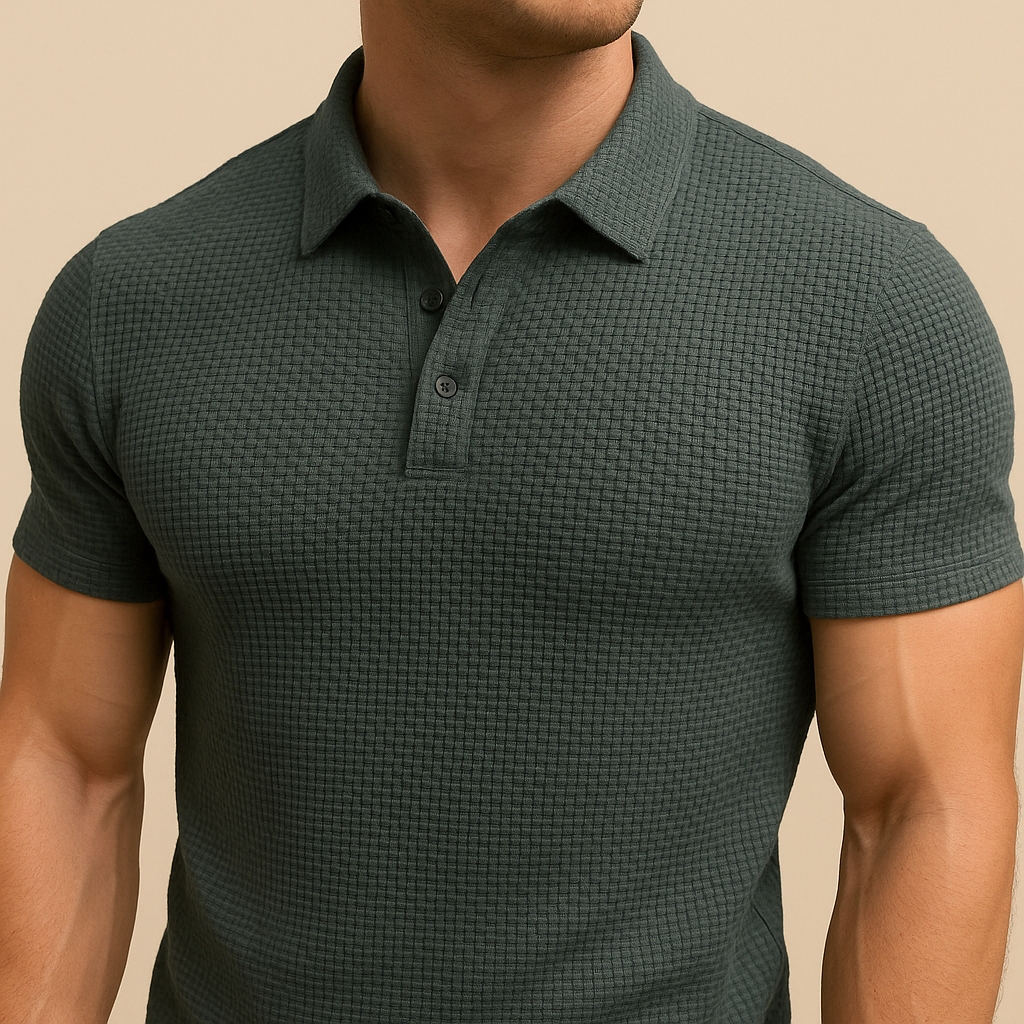Open Knit Short Sleeve Polo for men, view 3