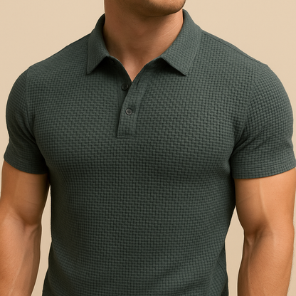 Open Knit Short Sleeve Polo for men, view 3