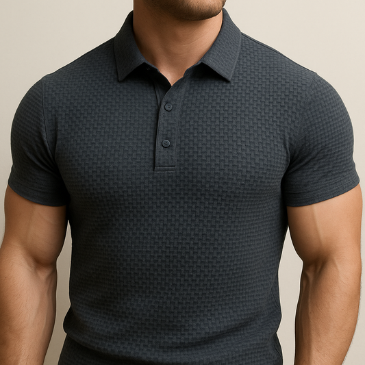 Open Knit Short Sleeve Polo for men, view 2