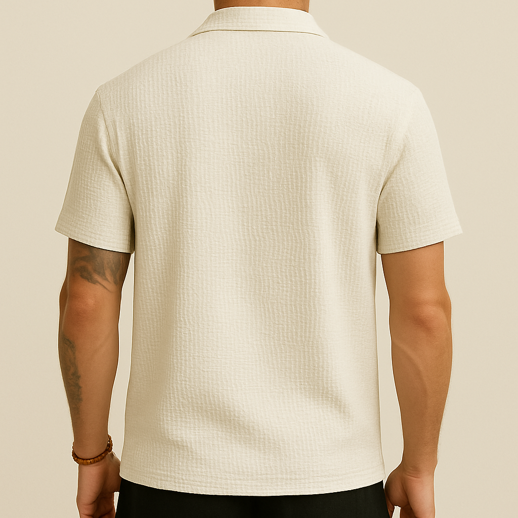 Loose Fit Solid Button-Up Shirt for men, view 2