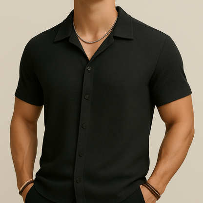 Loose Fit Solid Button-Up Shirt for men, view 1