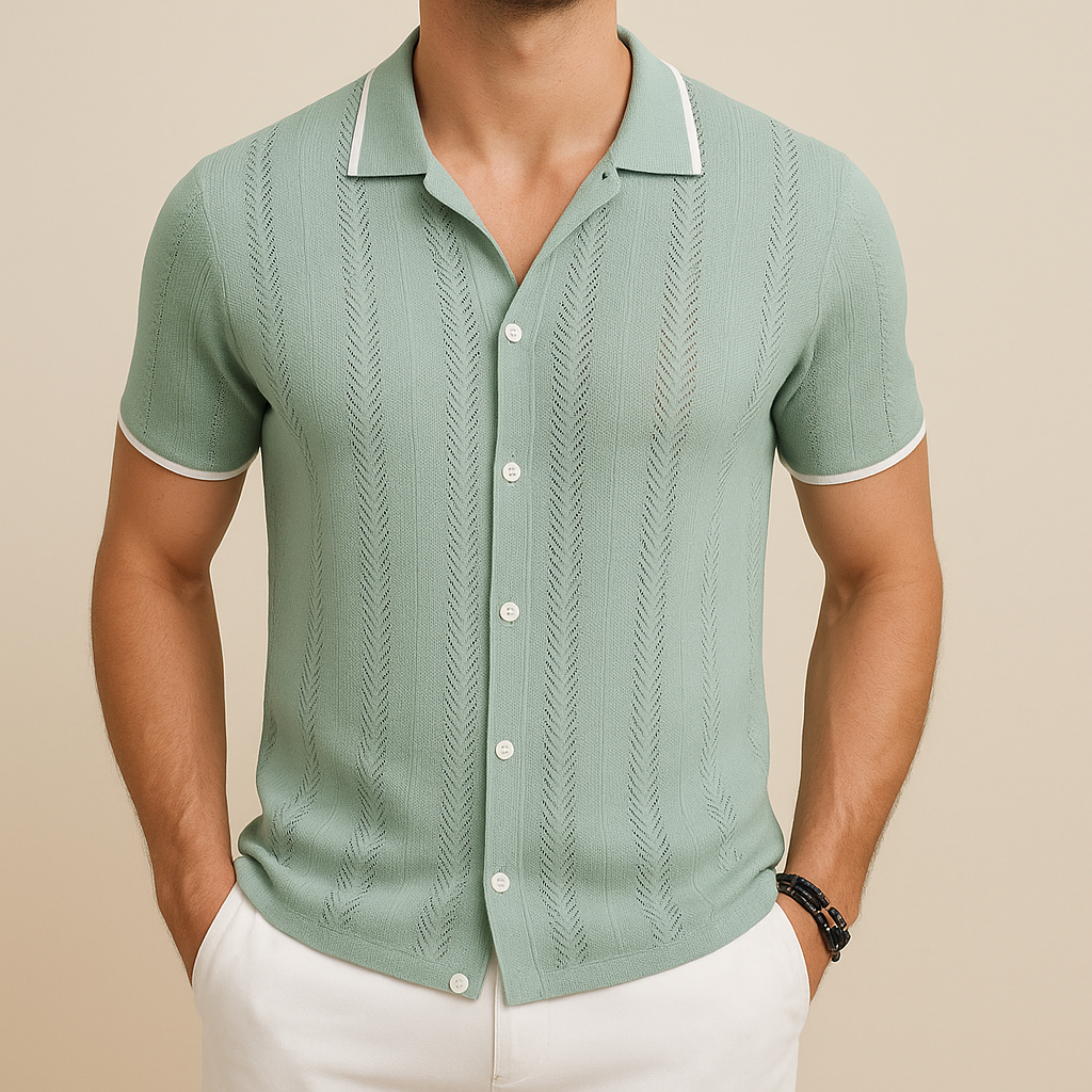 Men's Casual Breathable Knit Shirt for men, view 4