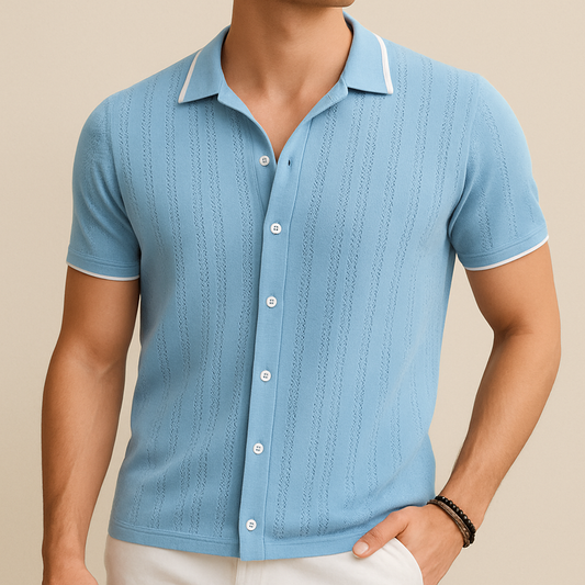 Men's Casual Breathable Knit Shirt for men, view 1