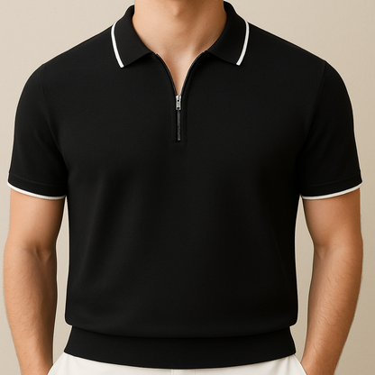 Men's Knitted Zipper Polo Shirt for men, view 3
