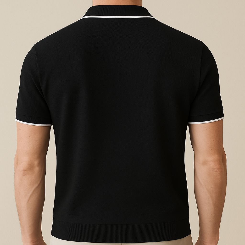 Men's Knitted Zipper Polo Shirt for men, view 2
