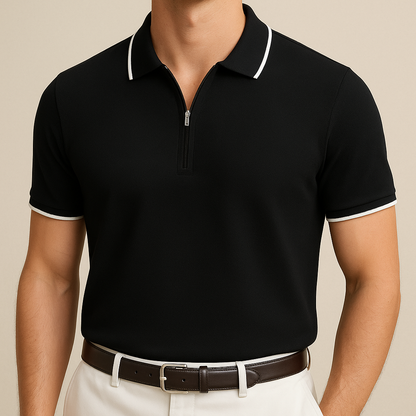Men's Knitted Zipper Polo Shirt for men, view 1
