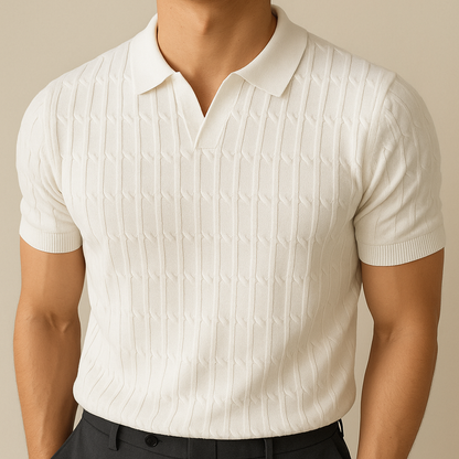 Luxury knitted polo shirt for men, view 1