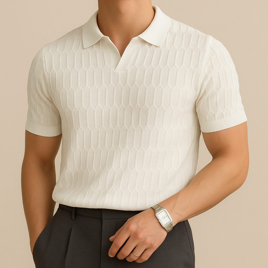 Luxury knitted polo shirt for men, view 7