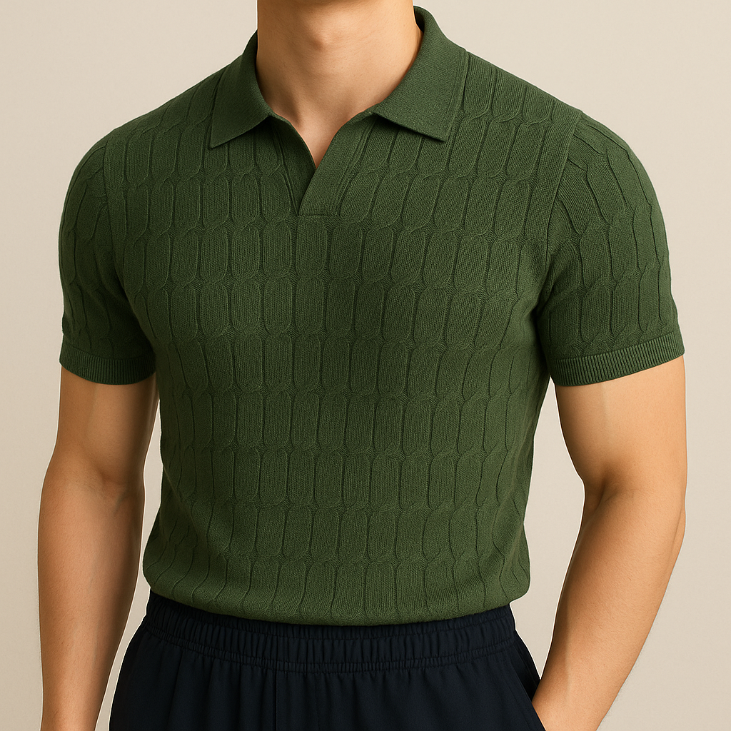 Luxury knitted polo shirt for men, view 3