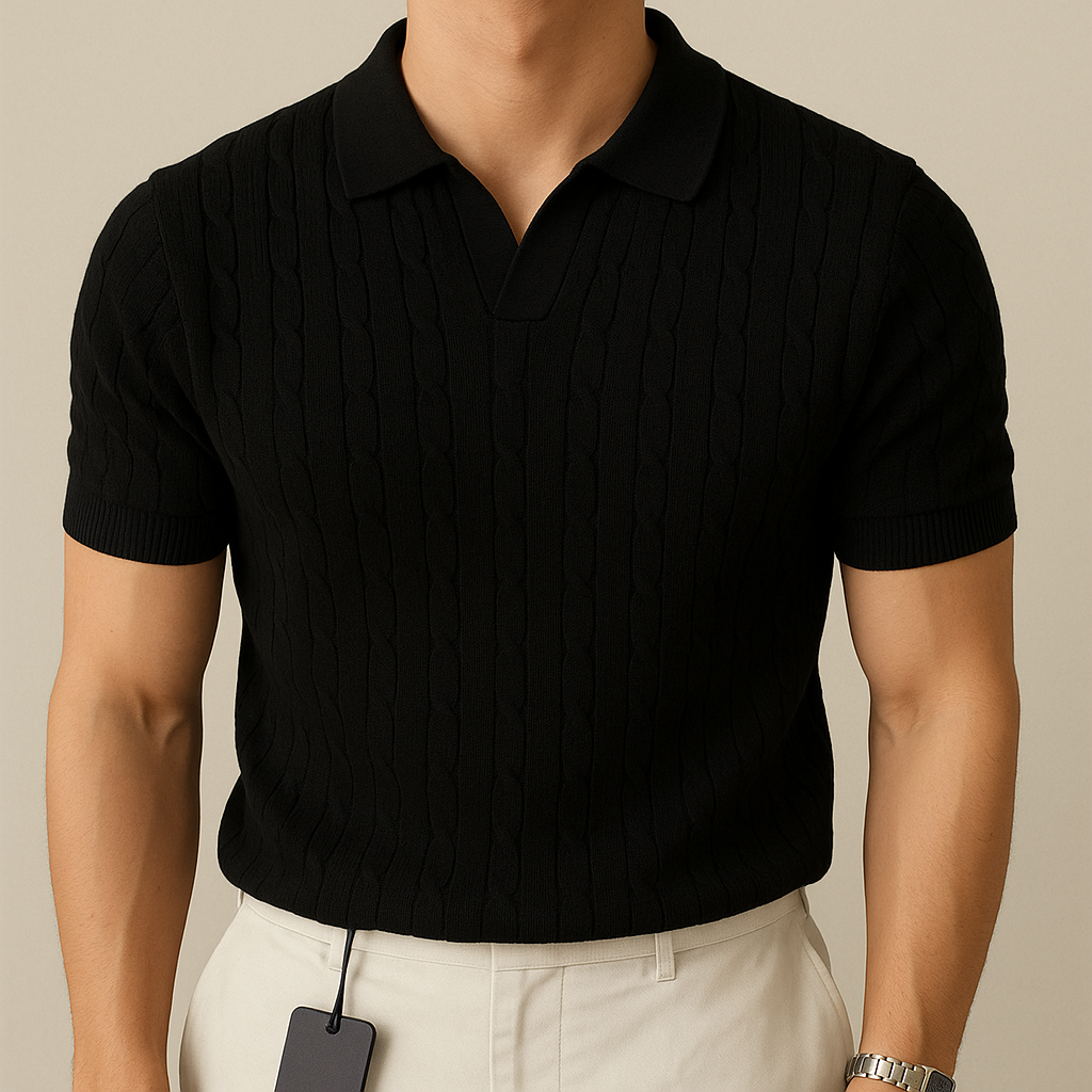 Luxury knitted polo shirt for men, view 6