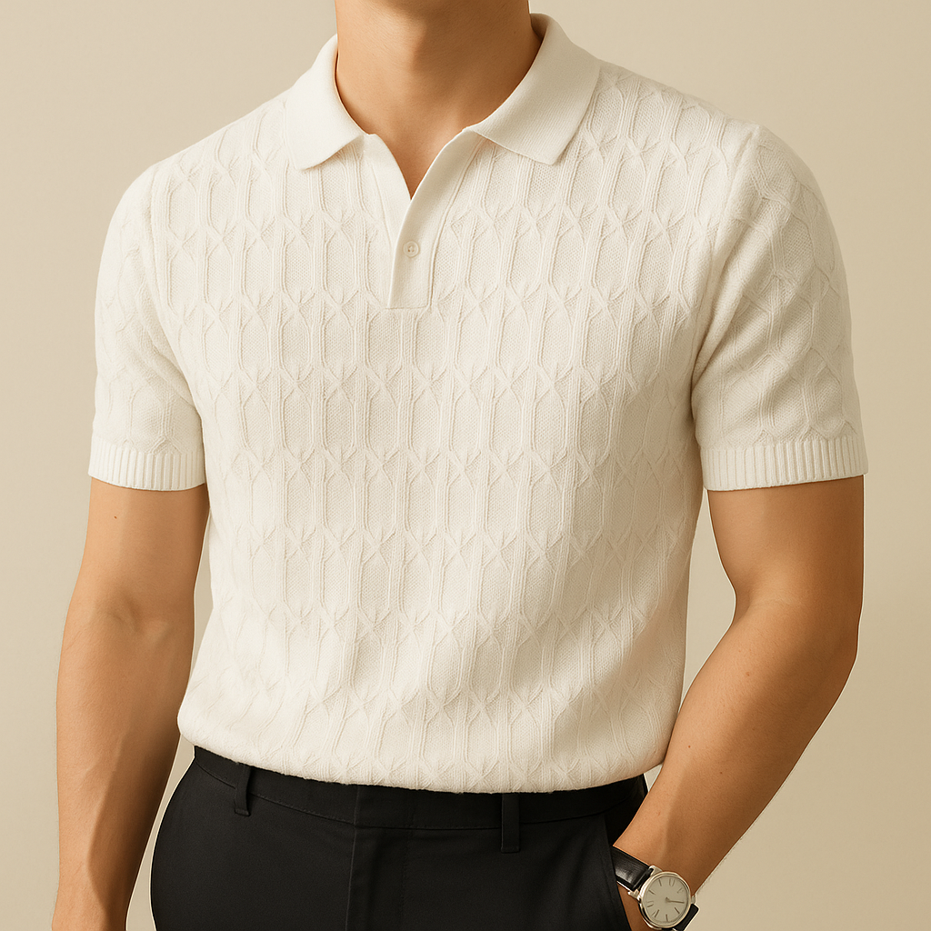Luxury knitted polo shirt for men, view 5