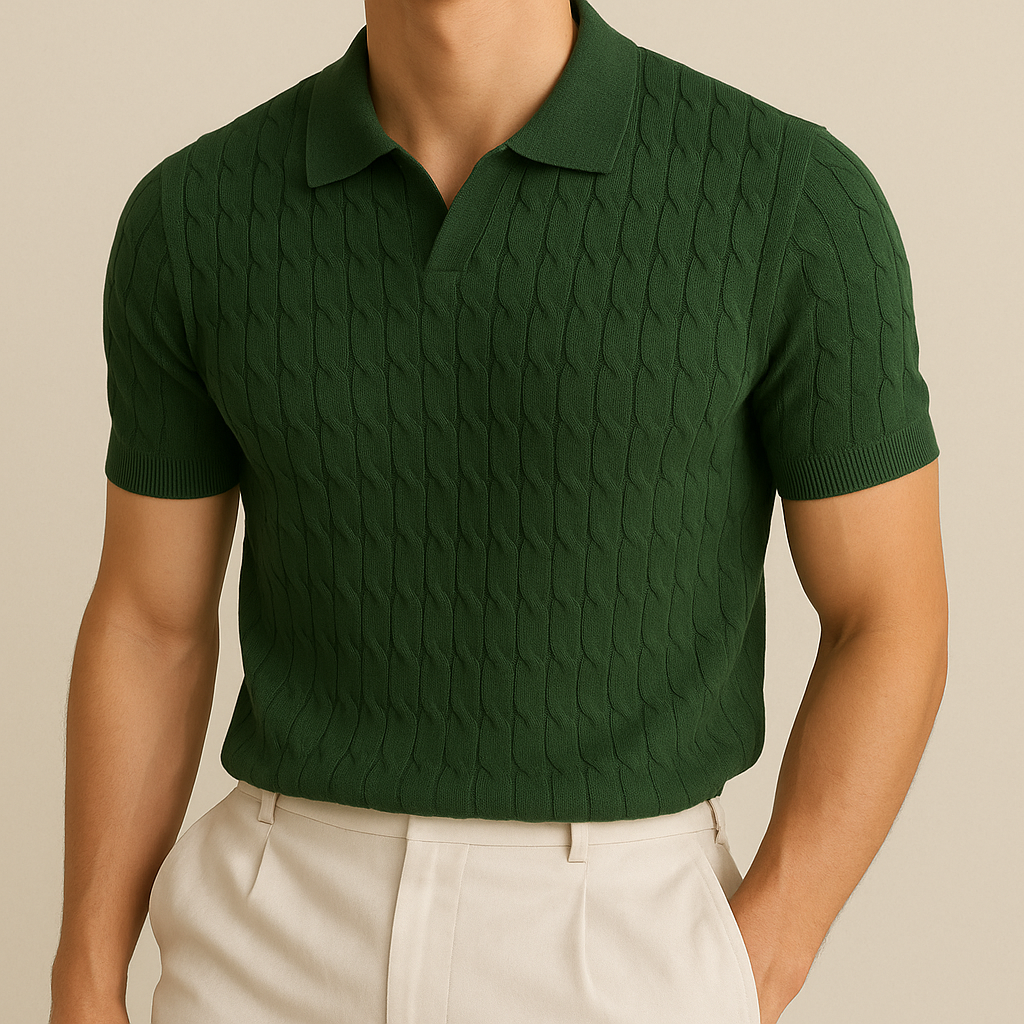 Luxury knitted polo shirt for men, view 2