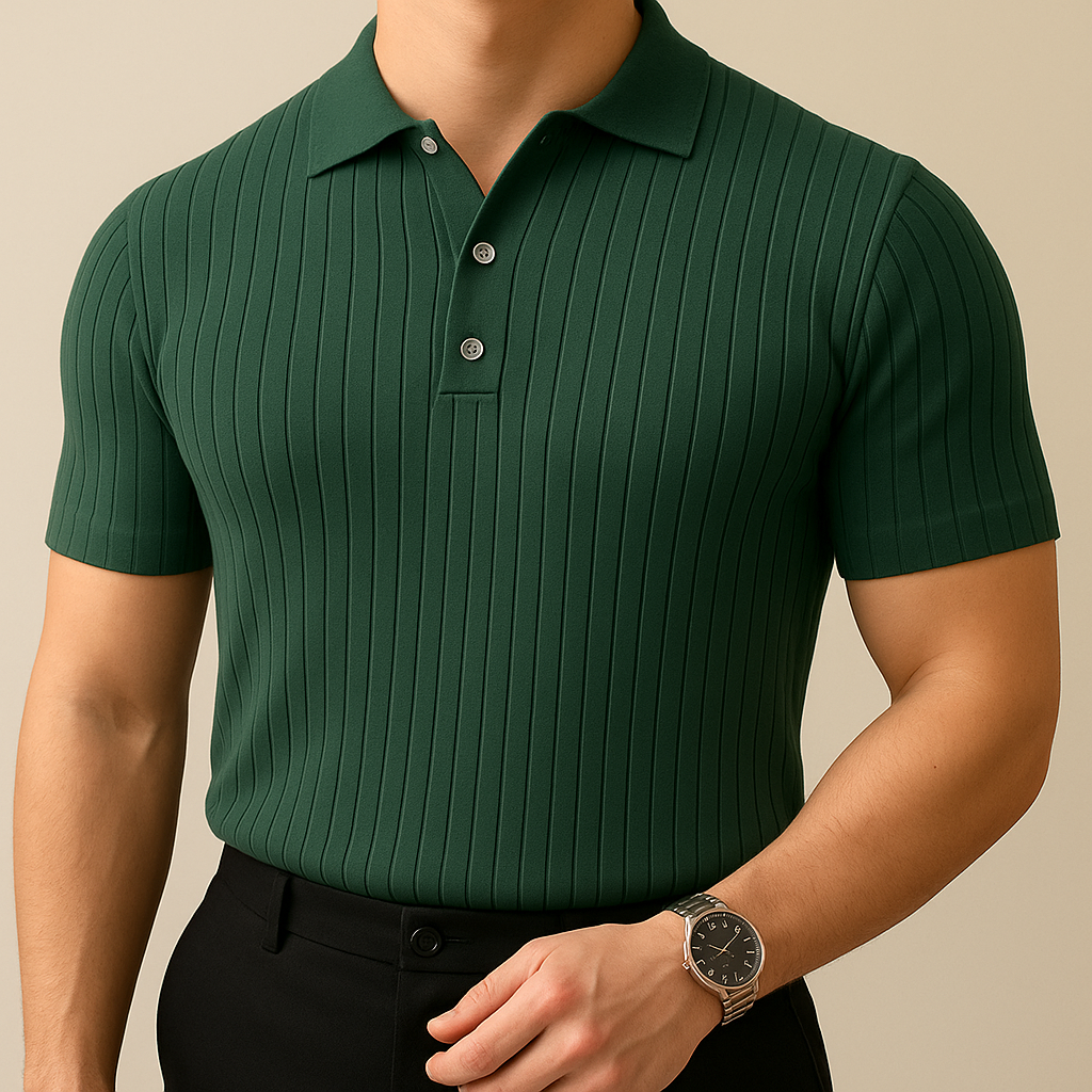 Retro Striped Summer Collar T-Shirt for men, view 3
