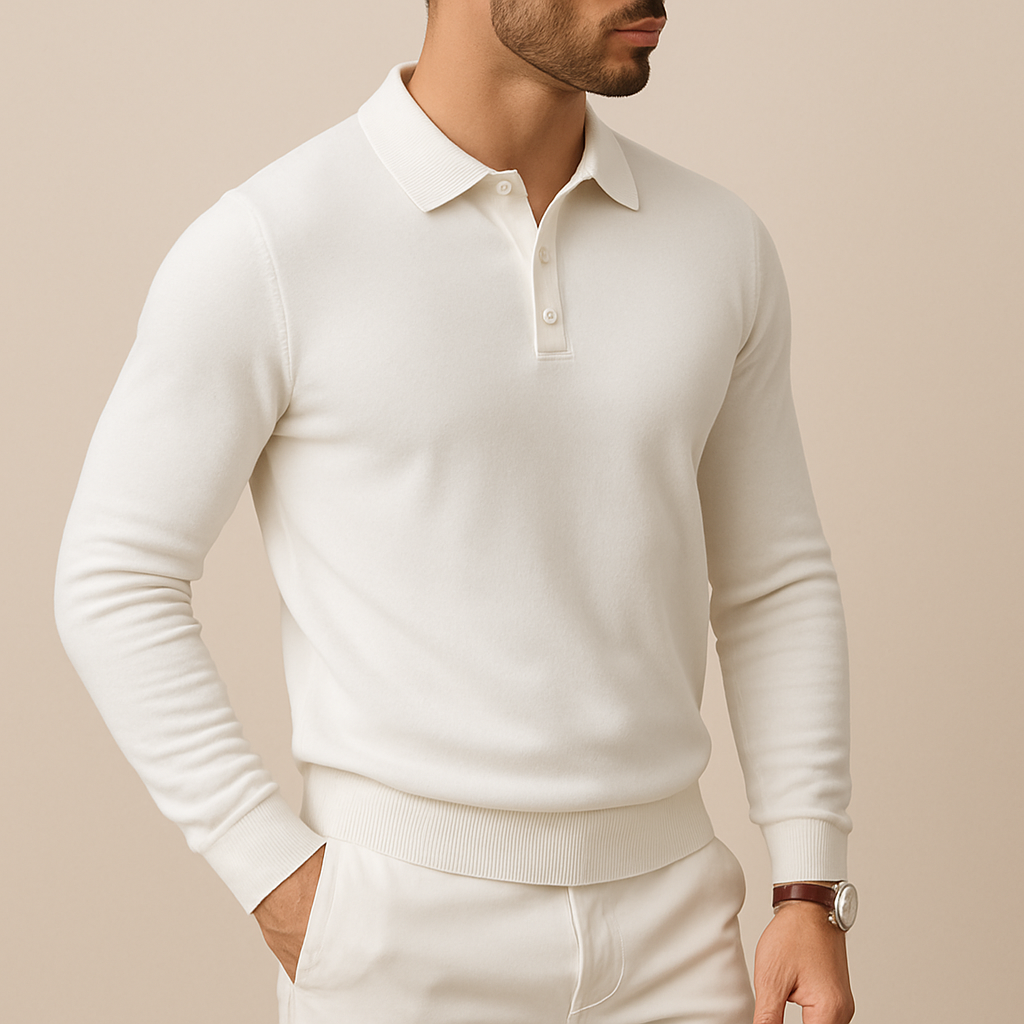 Men's Soft Knit Long-Sleeve Polo Shirt for men, view 2