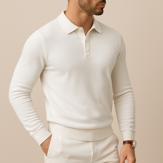 Men's Soft Knit Long-Sleeve Polo Shirt for men, view 2