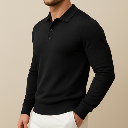 Men's Soft Knit Long-Sleeve Polo Shirt for men, view 7