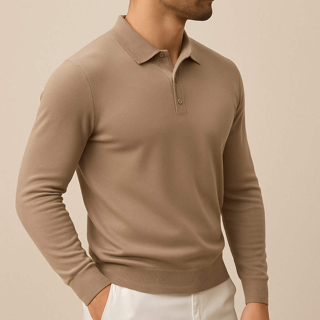 Men's Soft Knit Long-Sleeve Polo Shirt for men, view 6