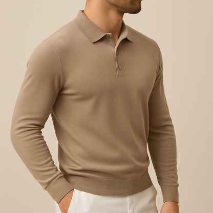 Men's Soft Knit Long-Sleeve Polo Shirt for men, view 6