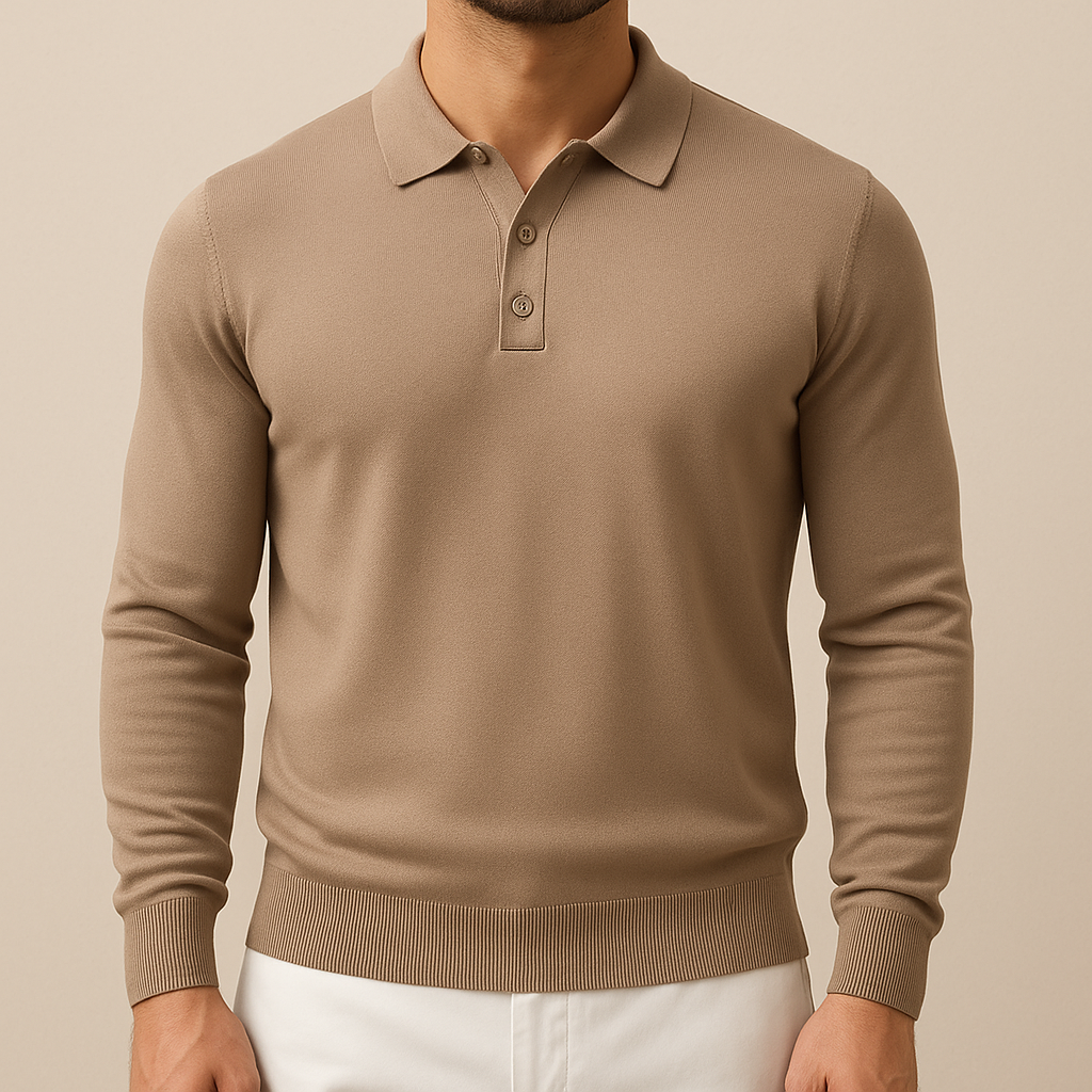 Men's Soft Knit Long-Sleeve Polo Shirt for men, view 5