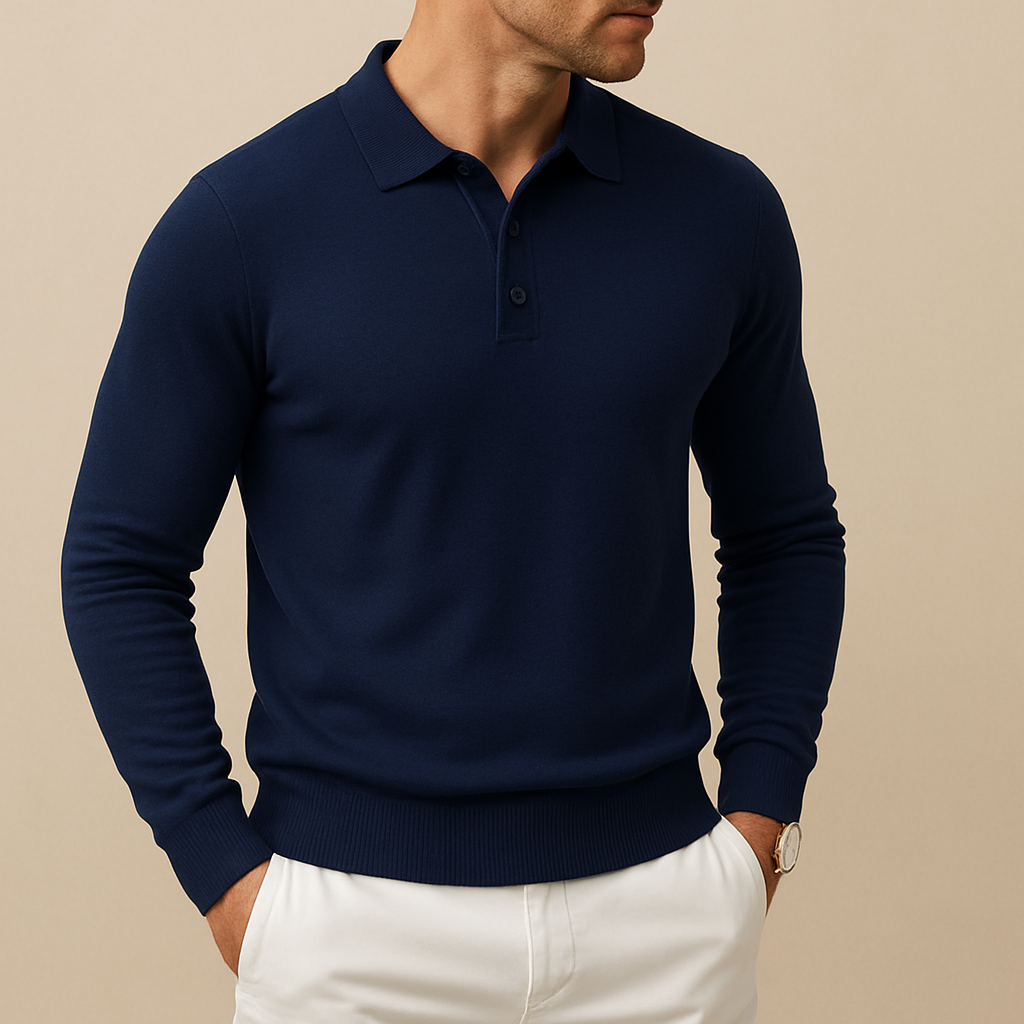 Men's Soft Knit Long-Sleeve Polo Shirt for men, view 3