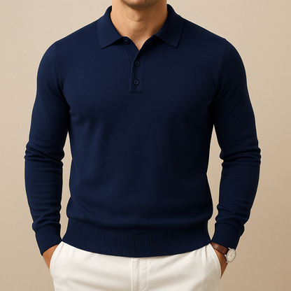 Men's Soft Knit Long-Sleeve Polo Shirt for men, view 4