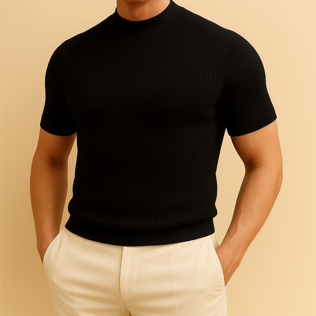 Men's Mock Turtleneck Ribbed Knit Tee for men, view 4