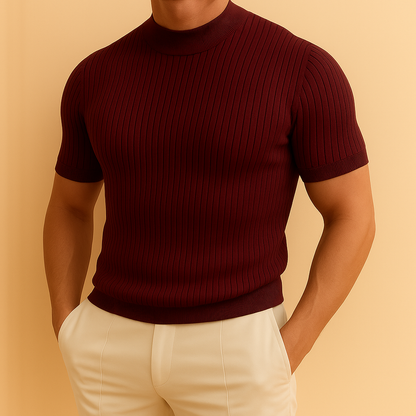Men's Mock Turtleneck Ribbed Knit Tee for men, view 3