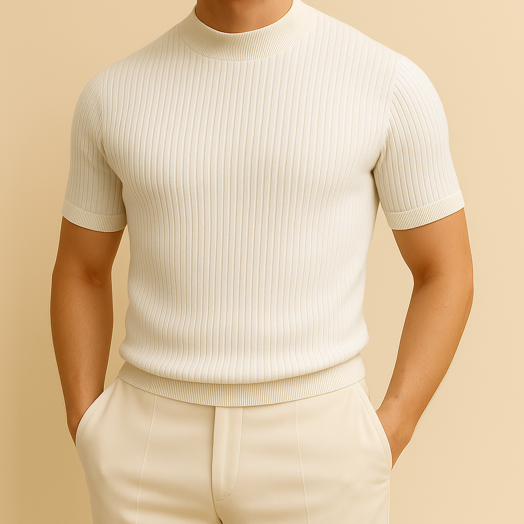 Men's Mock Turtleneck Ribbed Knit Tee for men, view 1